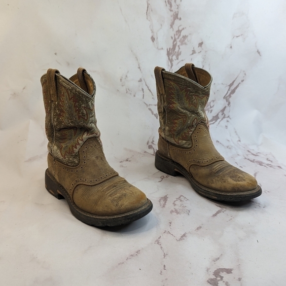 Ariat Boot Boys 3 Workhog Western Cowboy Cowgirl Kid Youth Brown Leather 1007836 - Picture 2 of 12